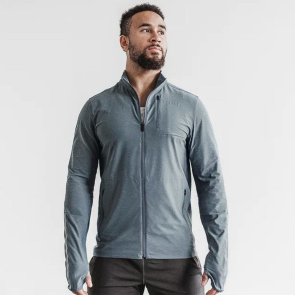 NOBULL 4-Way Stretch Woven Lightweight Jacket Bluestone blue Size Men's Large L